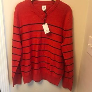 Gap men’s red and navy striped sweater size L NWT